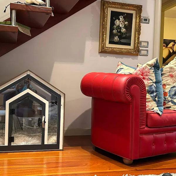 Modern Dog Crate: Indoor Dog House, Wooden Pet Furniture with Custom Cushion Bed, Kennel