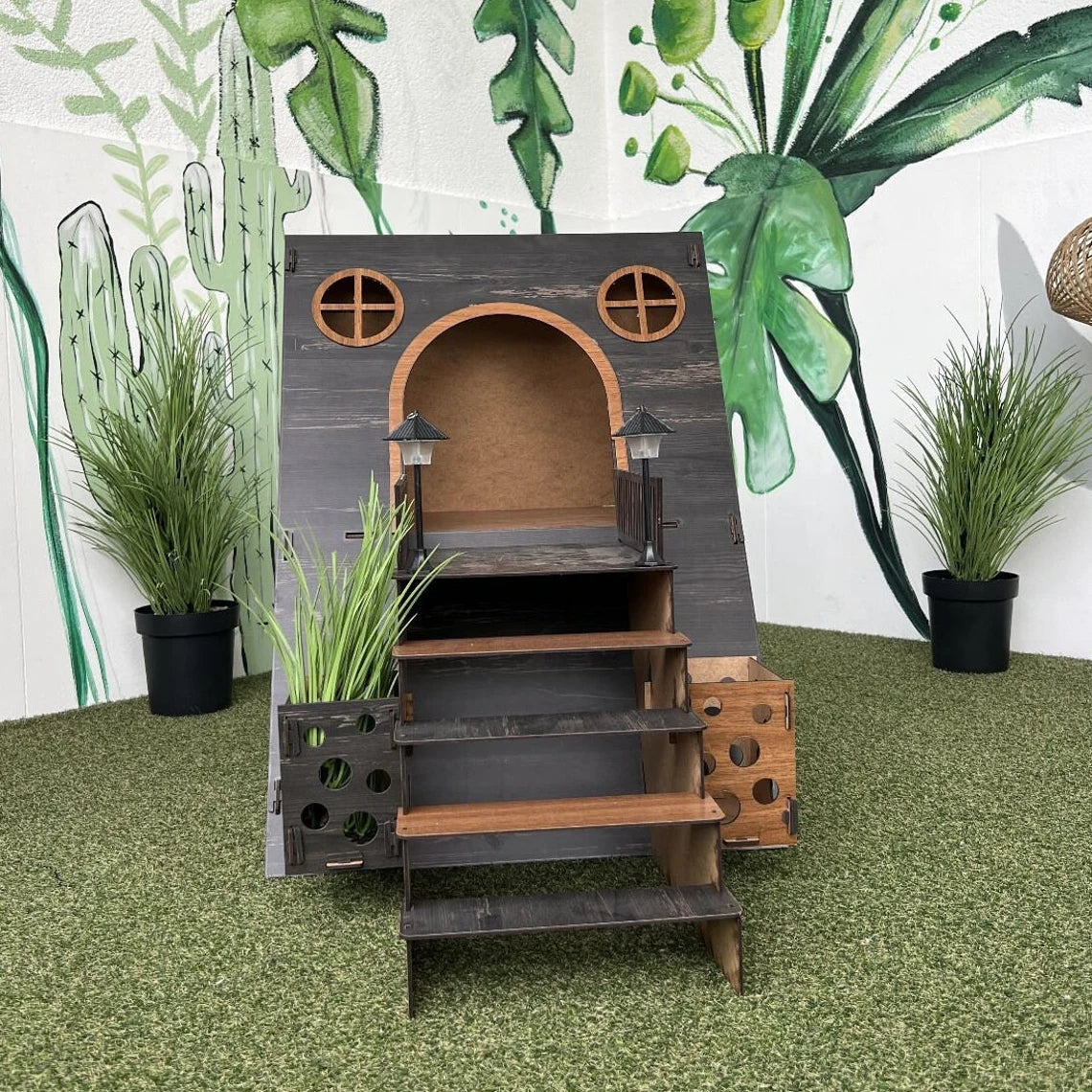 Modern Two-Story Bungalow Cat House: Indoor Cat Castle + 2 cushions