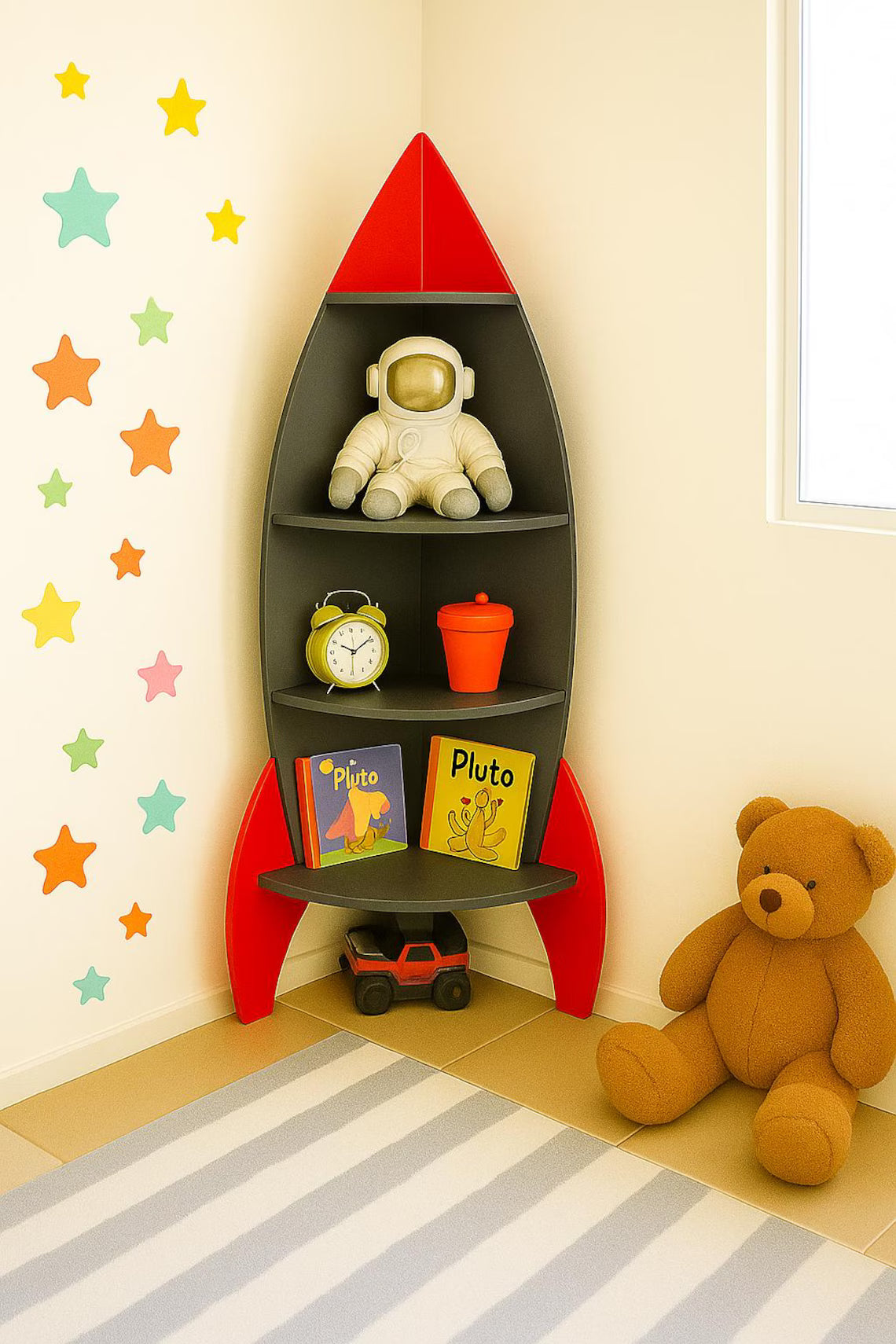 A rocket-designed bookcase that will stimulate the imagination of children and young people.