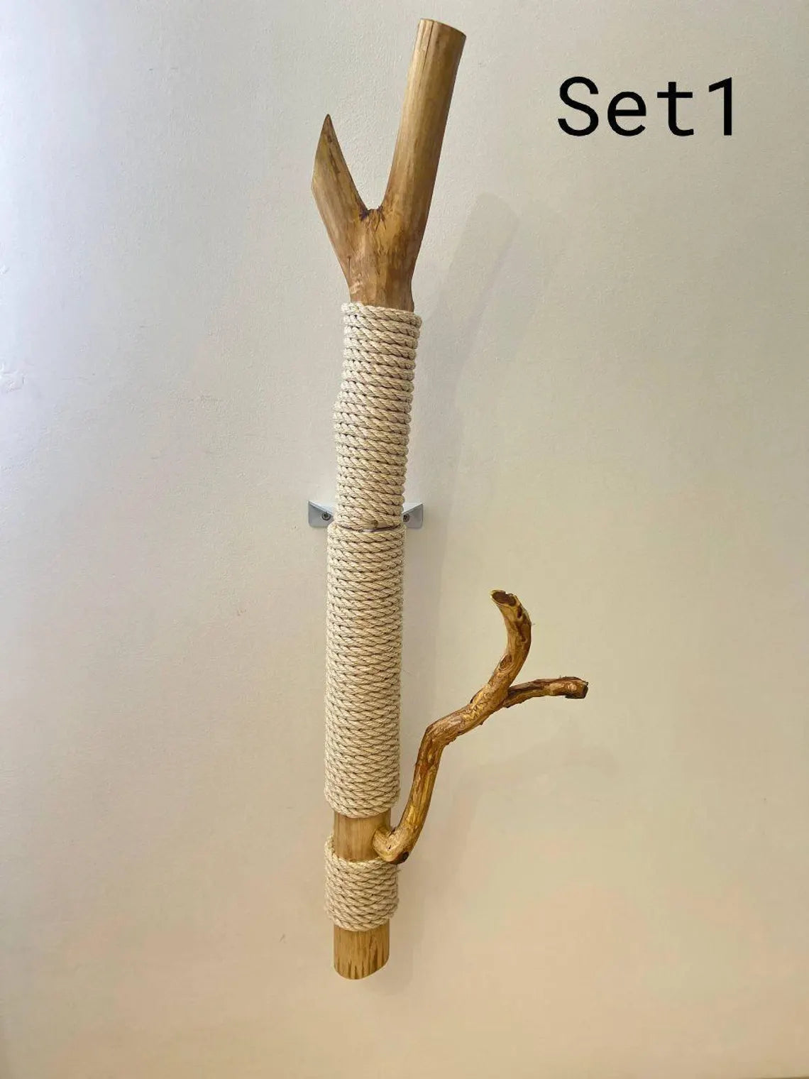 Floating Wall Cat Tree with real branch and shelves