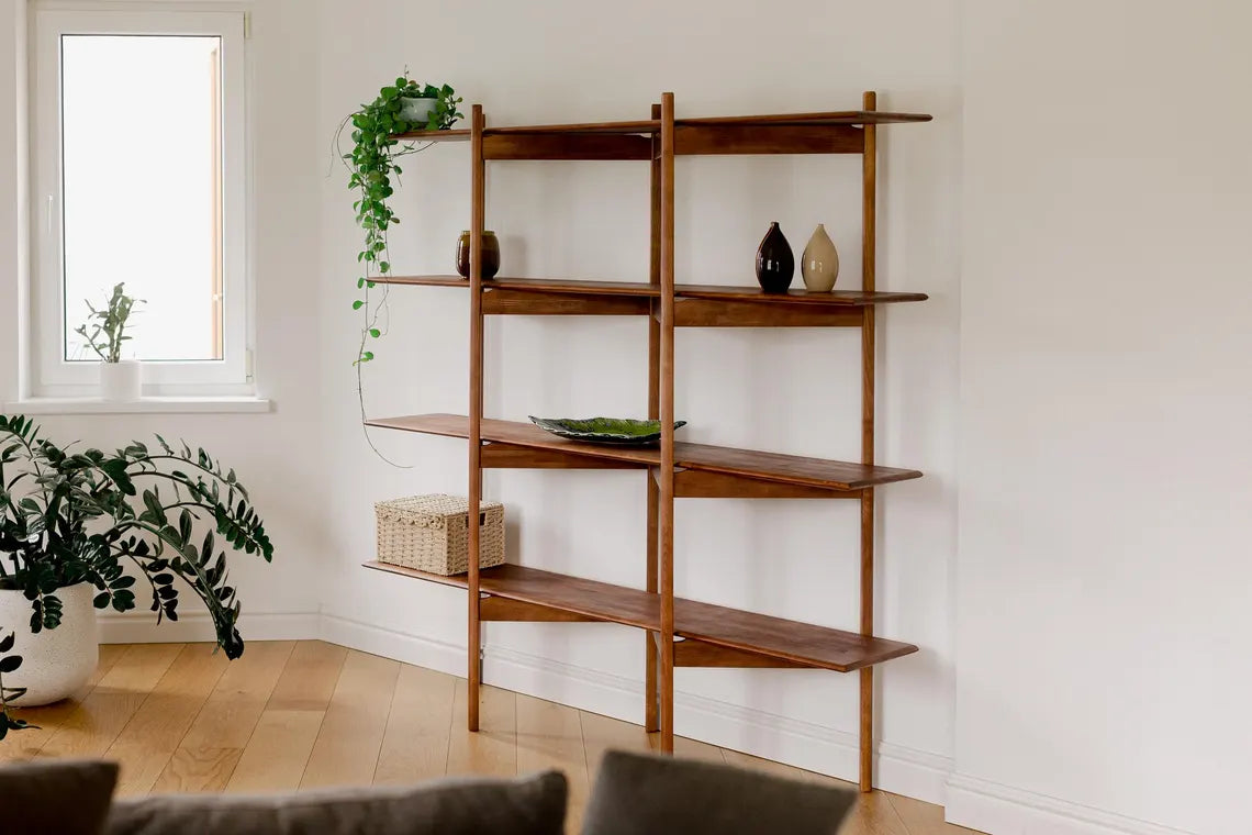 Mid-Century modern shelf, Wooden Bookshelf, Mid-century Bookcase, ZigZag Bookshelf, Wall shelf, Wood shelf, Raumtrenner regal, Regale