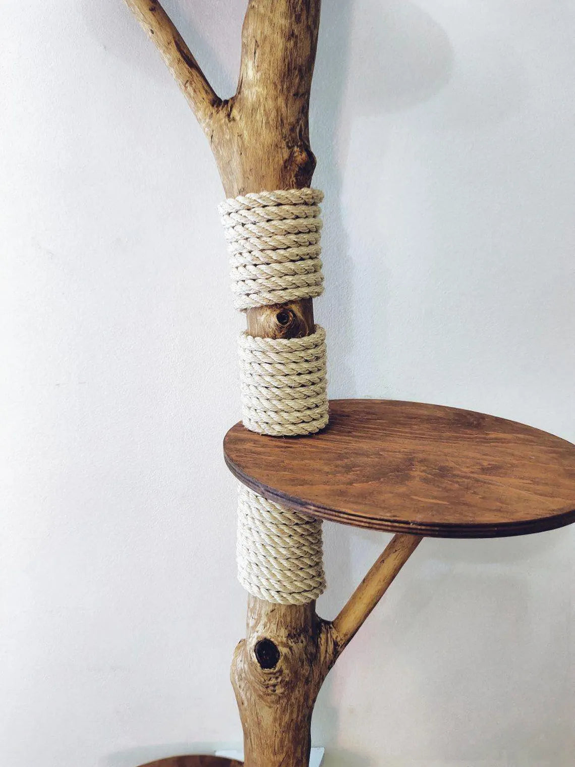 Floating Wall Cat Tree with real branch and shelves