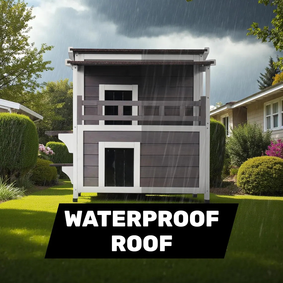 Cedar Outdoor Cat House: Weatherproof Multi-Story Cat Shelter