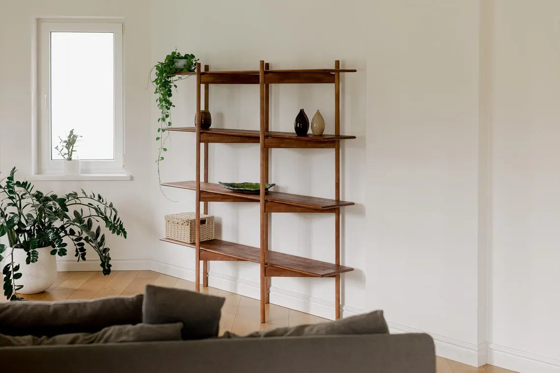 Mid-Century modern shelf, Wooden Bookshelf, Mid-century Bookcase, ZigZag Bookshelf, Wall shelf, Wood shelf, Raumtrenner regal, Regale