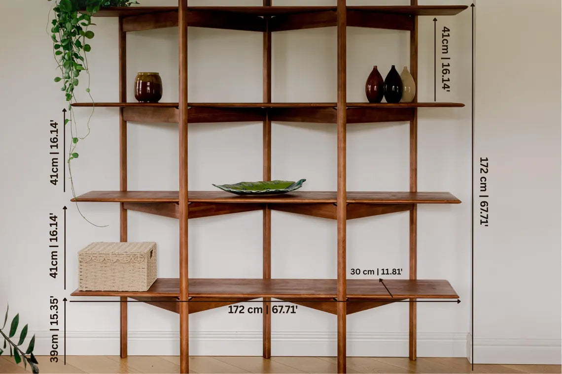 Mid-Century modern shelf, Wooden Bookshelf, Mid-century Bookcase, ZigZag Bookshelf, Wall shelf, Wood shelf, Raumtrenner regal, Regale