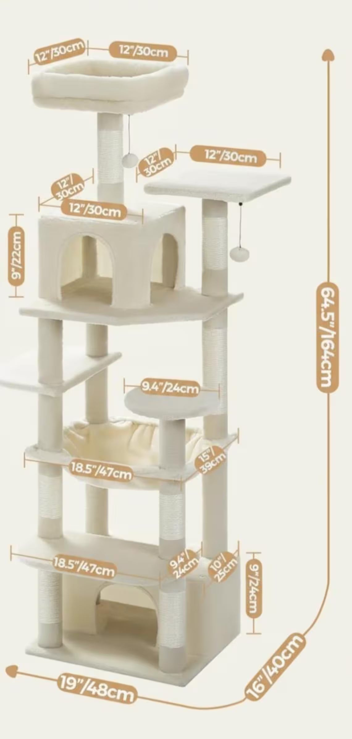 Solid Wood Cat Tree for Large Cats | Modern Wooden Cat Tower with Hammock & Condos | Minimalist Luxury Cat Furniture for Indoor Use