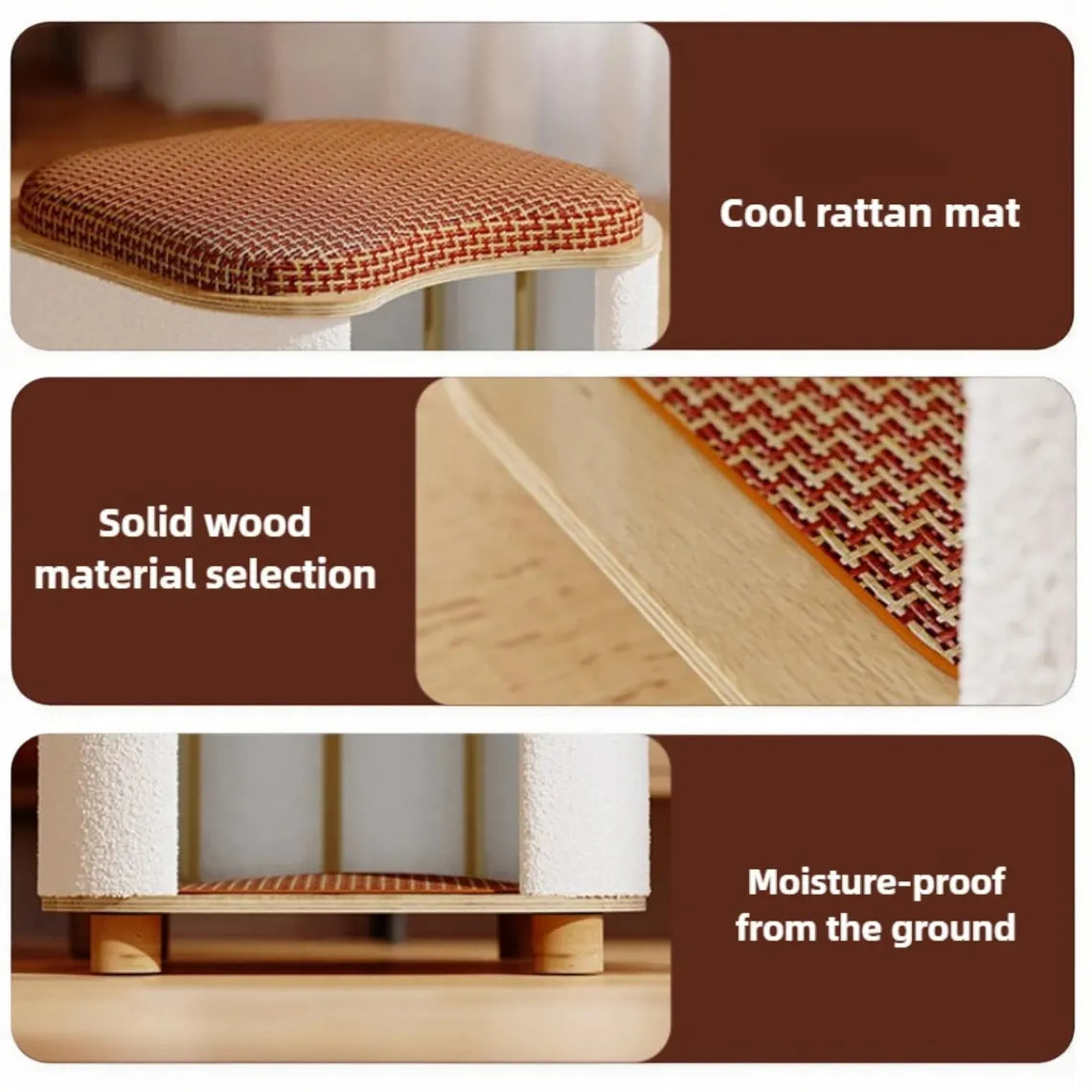 Self Heating Cat House Stool, Warm Cozy Winter Cat Bed, Insulated Wooden Cat Bed Cave, Elevated Cat Furniture, 2 in 1 Cat Hideaway Base