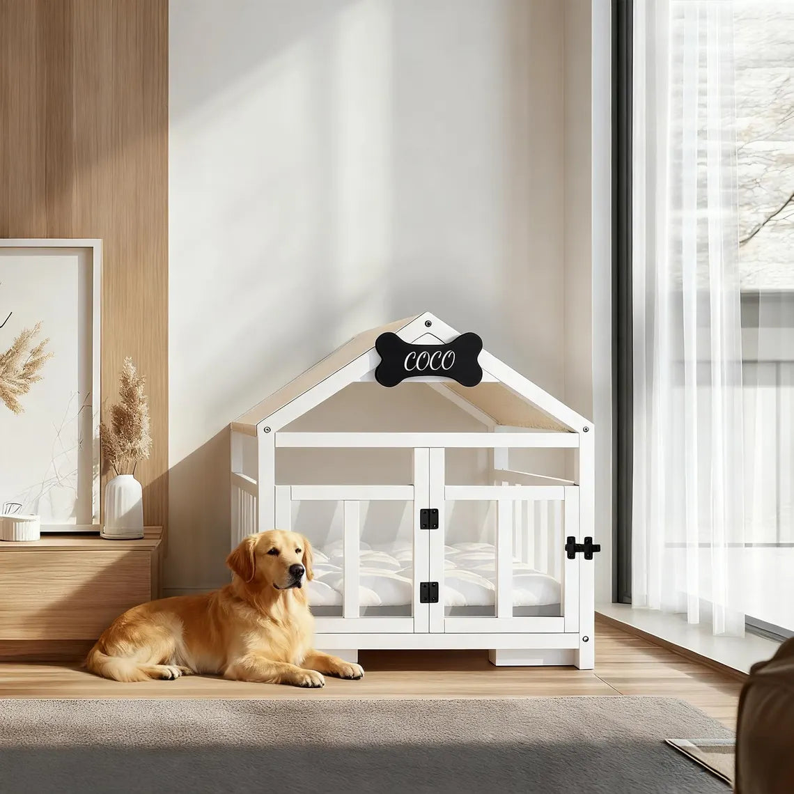 Modern Wood Dog House & Dog Bed, Pet House and Pet Bed, Wooden Dog Kennel, Dog Crate Furniture, Dog Furniture, Gift for Dog Lover