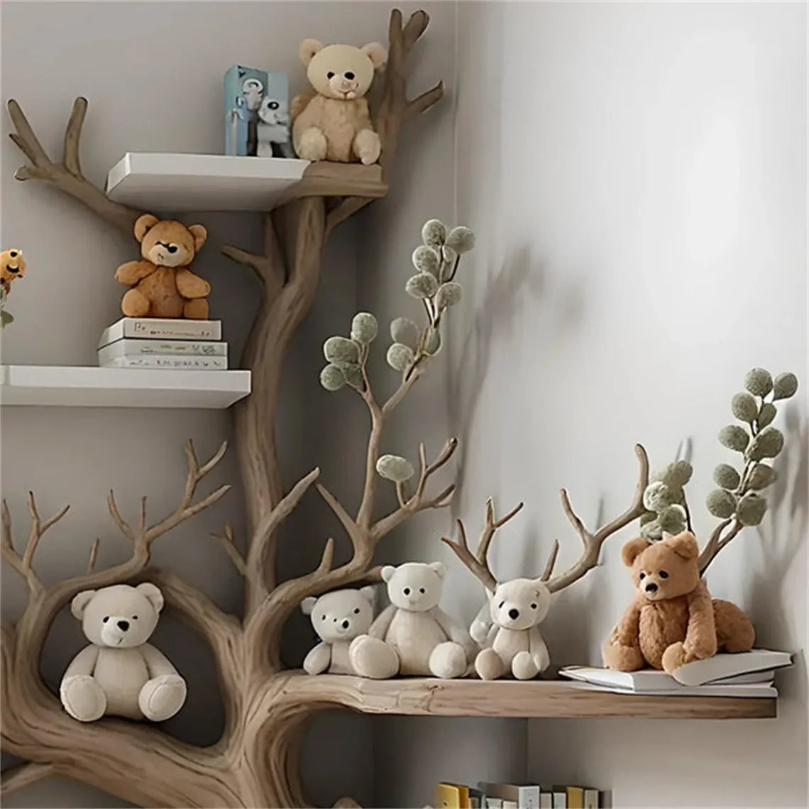 Artistic Solid Wood Kids Bookshelf: Natural Wooden Storage Rack for Bedroom, Nursery & Playroom Decor