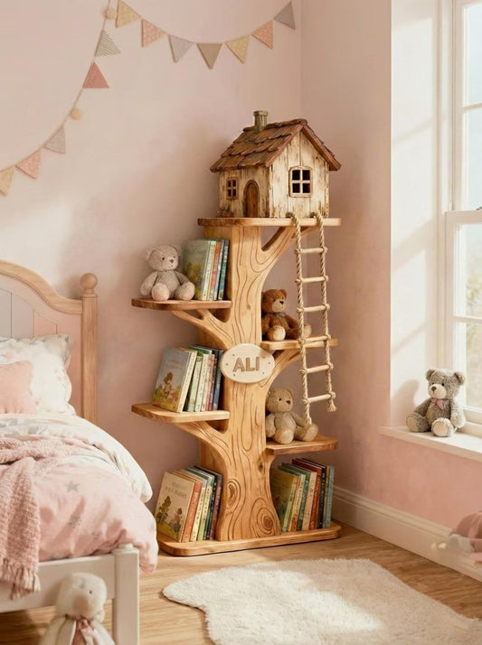 Tree Bookshelf for Kids | Montessori Bookcase with Name Option