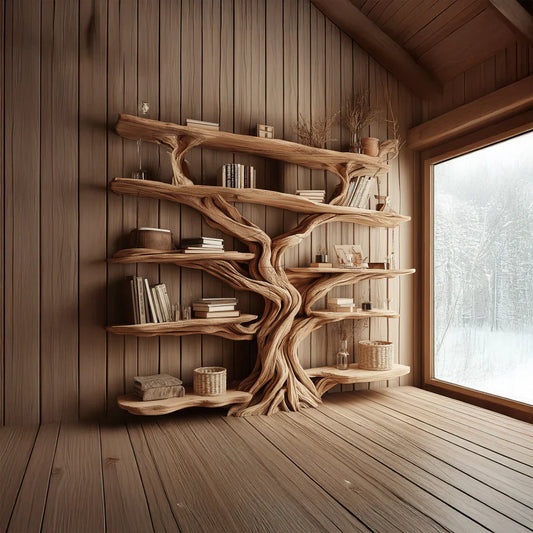 Rustic Tree Bookshelf Entryway Living Room SINLSATB224